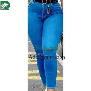 <span class=keywords><strong>Jeans</strong></span> moulants déchirés taille haute <span class=keywords><strong>Sexy</strong></span> Ass Blank Black Legging Skinny Girl pour femmes dames - Product Image 3