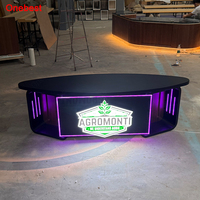 Mesas de Control para Estudio de Radiodifusión y Televisión con Luces LED RGB, Diseño Personalizado con Logotipo, Superficie de Piedra Negra