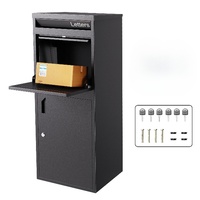 Boîtes aux lettres noires pour l'extérieur en acier galvanisé, grandes boîtes de livraison de colis avec serrure de sécurité pour l'extérieur