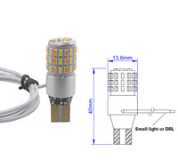 Ampoule LED T10 2026 Améliorée, Clignotant Séquentiel pour Moto et Scooter, Feu de Jour DRL Bicolore Blanc Ambre avec Câblage d'Extension