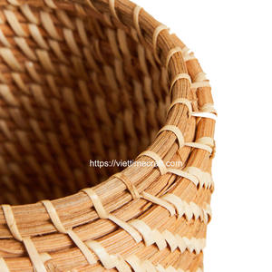 Lot de 2 paniers de rangement en rotin au design moderne avec couvercle en acier inoxydable Conteneurs multifonctionnels Vente en gros du Vietnam - Product Image 6