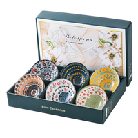 Ensemble de mini-bols en céramique et porcelaine de 4,5 pouces, style japonais et coréen, imprimés colorés, écologiques, pour fête, boîte cadeau, compatibles four/micro-ondes