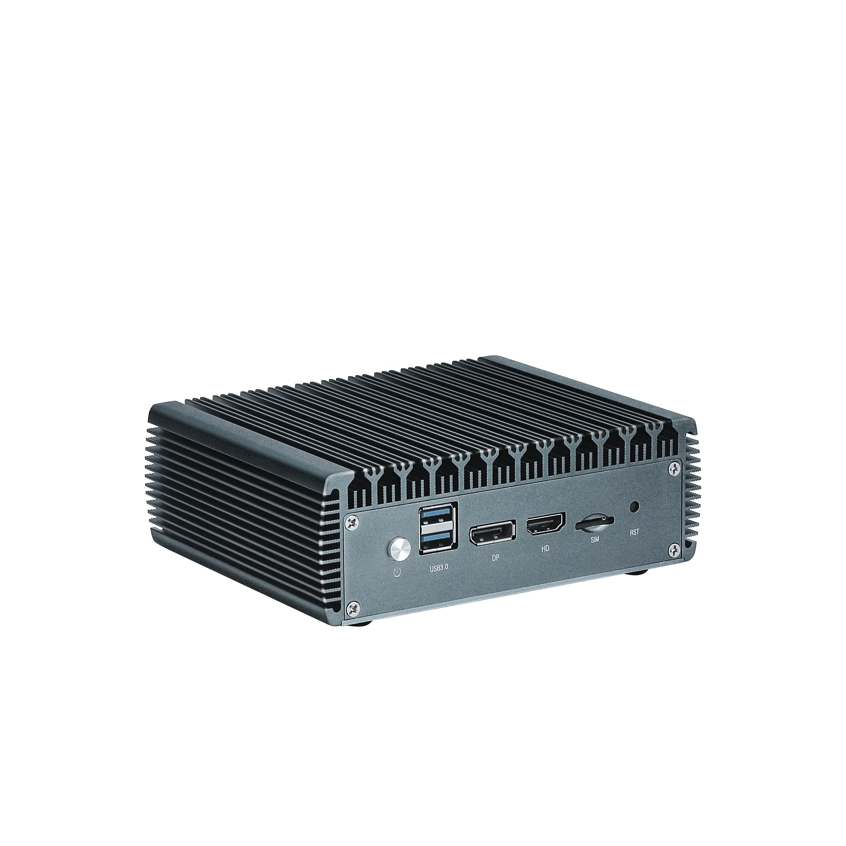 High Quality Fanless Firewall Intel Cerelon J4125 Soft Router Low Energy 4*Lans Mini PC Server computer