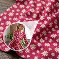 Tissu en coton peigné imprimé réactif motif prairie de marguerites pour serviette de toilette, taie d'oreiller, tenue de yoga