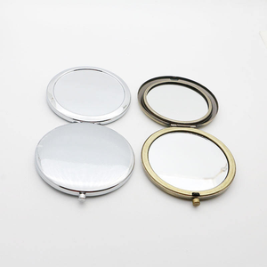2 espejos compactos de bolsillo en blanco para maquillaje cosmético, espejo de bolsillo compacto doblado redondo a mano en oro rosa y plata - Product Image 6