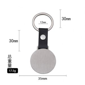 Custom Creative Stainless Steel Round Metal Circle Badge Pu Buckle Blank Laser Engraving Holiday <b>Leather</b> <b>Keychain</b> Key Chain - Product Image 3