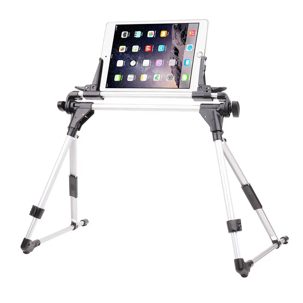 2 in 1 Aluminum Universal Notebook Mount Tablet Bracket Lazy Cell Phone Holder Fits For 4-10.5 Phones & Tablet