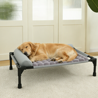 Meow Knight Lit pour chien surélevé universel quatre saisons, détachable, lavable, respirant, en tissu maillé, anti-humidité, rembourré en coton PP