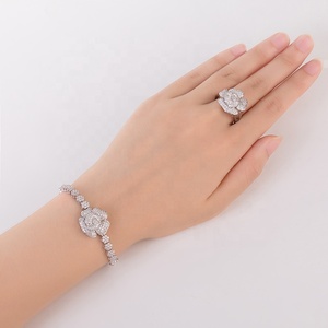 Conjunto de joyería nupcial para mujer, de lujo, diseño de flor de Rosa, Circonia cúbica, collar de novia para Noble Lady CN164, 4 Uds. - Product Image 4