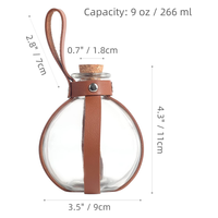 Bouteille de Potion en liège magique foncé d'halloween, bouteille ronde sphérique en verre transparent avec ceinture en cuir de chevalier médiéval, grande bouteille