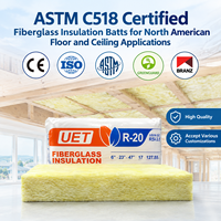 Laine de verre d'isolation thermique ASTM C518 pour l'Amérique du Nord, épaisseur 8 pouces, R30, ignifuge, en fibre de verre, pour plafond
