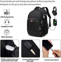 Sac à dos pour ordinateur portable pour hommes Grand sac à dos antivol pour le voyage d'affaires avec port de charge USB Sac pour ordinateur de collège étanche