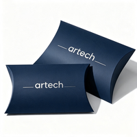 Boîte d'emballage pliable mate en papier pour bonbons et aliments, avec impression dorée, personnalisable avec logo, type oreiller, pour cadeaux