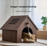 Maisonnette en bois pour chat d'intérieur avec jouet à suspendre, lit pour chat, nid pour animal de compagnie, villa pour chat, maisonnette universelle en bois pour animaux de compagnie toutes saisons pour chats et chiens