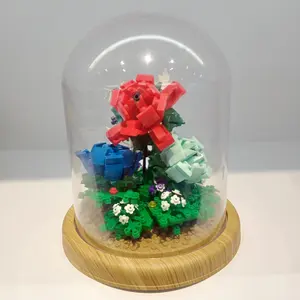 Most Popular Eternal Flower Building Plastic Flower Blocks Mini Block Toys Flower With Rose Building Blocks And Toys