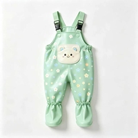 Salopette de pluie unisexe pour tout-petits avec couvre-chaussures, salopette de pluie imperméable en PU avec poche à motif de dessin animé, pantalon de pluie pour enfants pour jeux dans la boue en extérieur