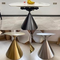 Base de table en métal en forme de sablier, pied en métal de style trompette pour tables rondes, tables d'appoint de luxe en pierre et marbre, finition personnalisée