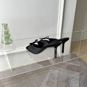 2026 Summer New Elegant Bow High Heel Simple and Versatile Square Heel Slippers - Product Image 6