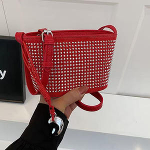 Sparkling Diamond Decor Bucket Bag Bolso de mano y bandolera de cuero PU para mujer - Product Image 5