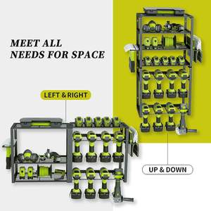 Organizador de Herramientas Eléctricas Multifuncional de Acero al Carbono Negro, Soporte para Taladros con Cinco Niveles, Soporte de Pared Rectangular para Uso en Garaje - Product Image 4