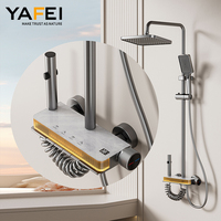 Ensemble de douche piano LED de luxe avec affichage de la température robinet de douche pluie et cascade salle de bain système de mélangeur de douche mural