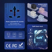 Adaptateur de voyage Wontravel 3AC avec 45W GaN, prise européenne/britannique/australienne/américaine, 2 ports USB + 3 ports Type-C et construction en cuivre