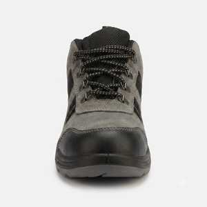 Chaussures de sécurité à embout d'acier en daim respirant, bottes de travail antistatiques antidérapantes à semelle PU, coupe mi-haute pour hommes, toutes saisons, pour la construction - Product Image 3