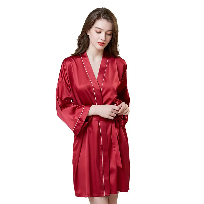 Pyjama en satin doux pour femme, robe de soirée, tenue de mariée