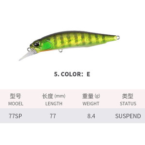 Leurre flottant Mino 77mm/8.4g Luya à transfert de gravité magnétique central, pour pêche à distance, modèle Horse Kou Danshui Creek 77SP, avec hameçons en acier inoxydable - Product Image 4