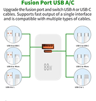 Pengisi Daya Port A+C 88W SuperCharge untuk HUAWEI P60 Honor 400 200 Magic 7 6 Pro 6A Kabel USB Tipe C USB a C PD Adaptor Daya
