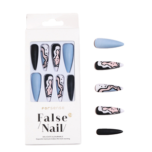 <span class=keywords><strong>Faux</strong></span> ongles longs stiletto noirs pour femmes designs personnalisés magnifiques ongles à coller qualité de salon rose <span class=keywords><strong>clair</strong></span> <span class=keywords><strong>bleu</strong></span> ciel - Product Image 6
