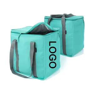 Nova sacola térmica quadrada verde super grossa de alta qualidade para compras com isolamento de latas de almoço para sacola térmica externa