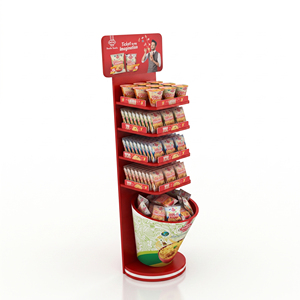 Expositor metálico personalizado para fideos instantáneos - Estante <span class=keywords><strong>de</strong></span> <span class=keywords><strong>pie</strong></span> <span class=keywords><strong>de</strong></span> 4 niveles para ramen con contenedor <span class=keywords><strong>de</strong></span> cuencos 3D y letrero superior - Product Image 3