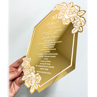 Nouveau design personnalisé, cartes de menu en acrylique miroir doré, cartes d'invitation avec texte en aluminium blanc personnalisé pour un événement de fête de mariage