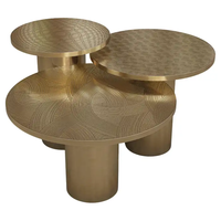 Ensemble de canapés pour salon avec table basse, table d'angle ronde de luxe et haut de gamme, table d'appoint mobile en acier inoxydable