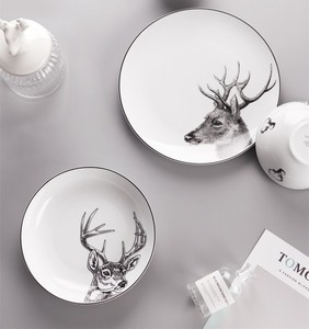 Estilo nórdico de porcelana vajilla de cerámica tazón alce platos plato de vajilla juegos - Product Image 4