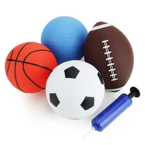 4 Pack Rainbow Sports Balls Set 6 Inch Inflatable Vinyl Balls