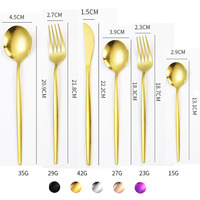 Ensemble Couverts Or de Luxe en Gros pour Hôtels, Fourchettes, Couteaux et Cuillères en Acier Inoxydable, Service de Table Complet pour Restaurants