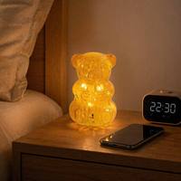 Lampe Ours en Verre Semoé Artisanale de 17 cm - Luminaire de Table LED en Verre Bulle Fantaisie pour Décoration de Chambre d'Enfant et Cadeaux