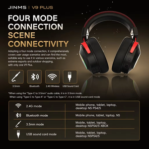 <span class=keywords><strong>Casque</strong></span> de jeu <span class=keywords><strong>sans</strong></span> <span class=keywords><strong>fil</strong></span> OEM JINMS V9 Plus avec batterie remplaçable, logo personnalisé, son surround virtuel 7.1, RGB, léger - Product Image 5