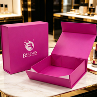 Boîtes de luxe pliantes magnétiques, emballage magenta, impression personnalisée, vernissage, boîte en papier rigide pour parfum et cosmétiques