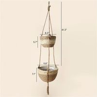 Décoration murale ensembles salle à manger Boho accrocher panier pour chariot extérieur rotin osier jardinière porte arrière suspendu bambou Pots plantes
