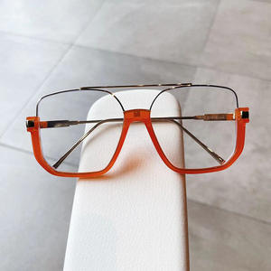 Lunettes anti-lumière bleue Qianai, monture rectangulaire large, monture intégrale, unisexe, verres plats, style streetwear, lunettes décoratives - Product Image 5