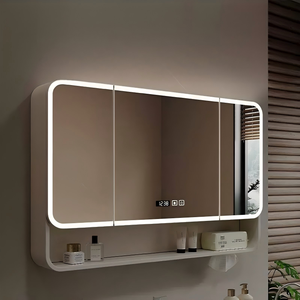Arc Wall Mounted Bathroom Mirror Cabinet Vanity Mirror with LED <strong>Light</strong> Anti Fog Storage Cabinet Space Saving Bathroom Organizer - Product Image 4