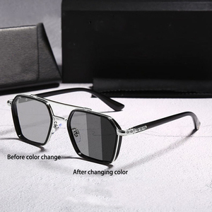 <span class=keywords><strong>Lunettes</strong></span> <span class=keywords><strong>de</strong></span> <span class=keywords><strong>Soleil</strong></span> <span class=keywords><strong>Photochromiques</strong></span> Métal Rétro Tendance pour Hommes et Femmes – Idéales pour la Pêche, la Conduite et le Tourisme - Product Image 1