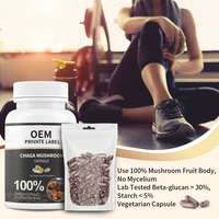 Extrait de champignon Chaga sibérien à base d'eau bêta glucane supplément à base de plantes forme de capsule disponible bouteille en plastique tambour peut