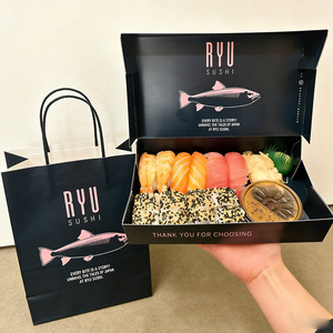 Cajas de Papel para Sushi al por Mayor, Hechas con Materiales Reciclados, con Logotipo, para Llevar, Cajas para Sushi con Salsas y Aperitivos - Product Image 1