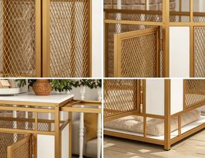 Nuevo y Más Vendido: Caseta de Madera Resistente para Perros Grandes y Medianos, Color Dorado y Blanco - Product Image 2