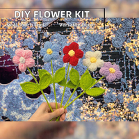 LEXING - Vente chaude - Cadeau personnalisé pour le Nouvel An - Fleurs artificielles en laine tricotée - Fleurs naturelles au toucher réel - Mini bouquet DIY - Intérieur/extérieur