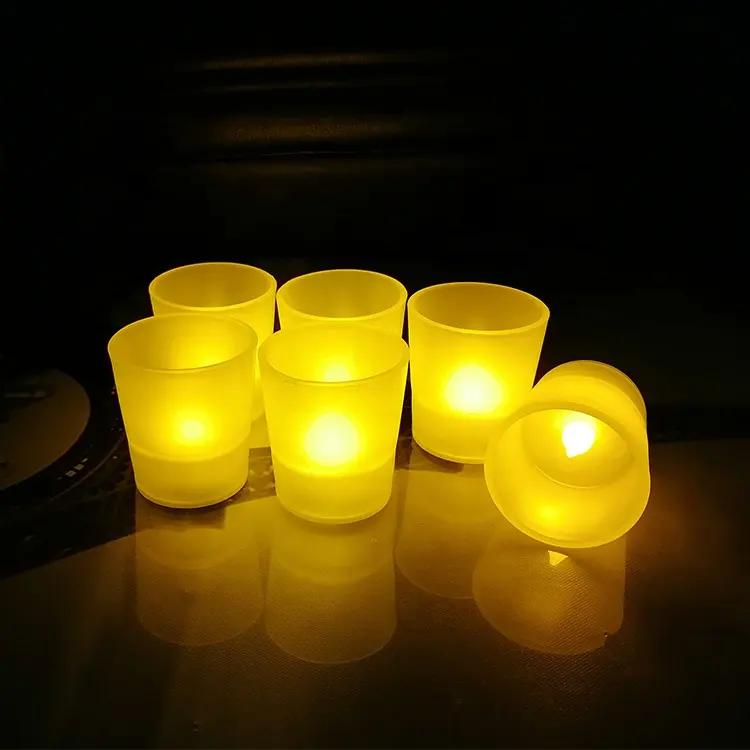 Elektronische Set 6 Batterij Operated Elektronische Rgb Warm Flickering Plastic Cup Vlamloze Thee Licht Led Kaars Licht